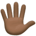 🖐🏿 hand with fingers splayed: dark skin tone display on Facebook